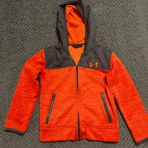 Under Armour Orange and Gray Sweatshirt with Color-Block Design